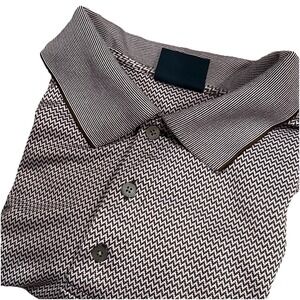 Cleveland Classics Men's Large Purple Polo With‎ Grey Wavy Line Pattern Golf